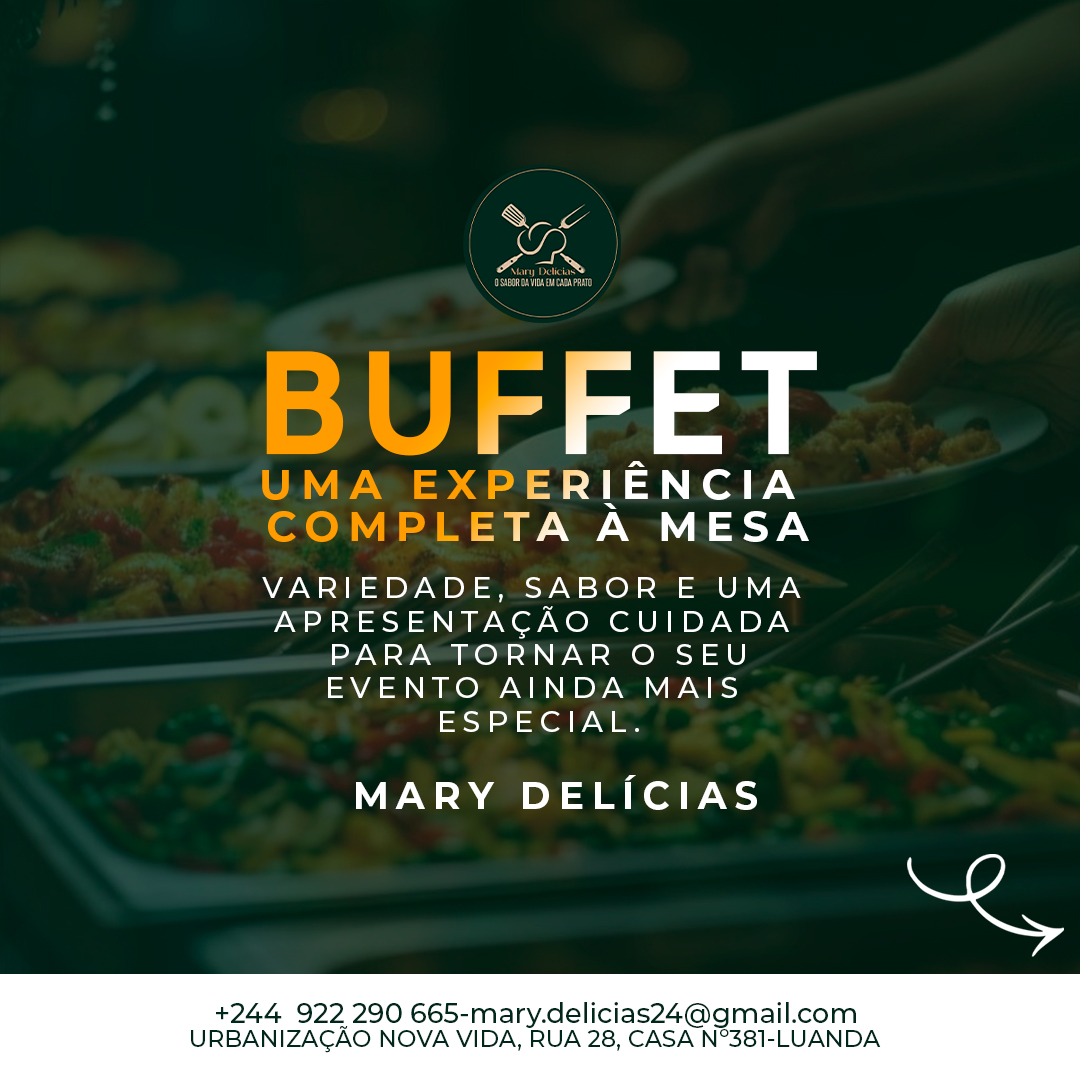 Cartaz completo — Buffet, uma experiência completa à mesa