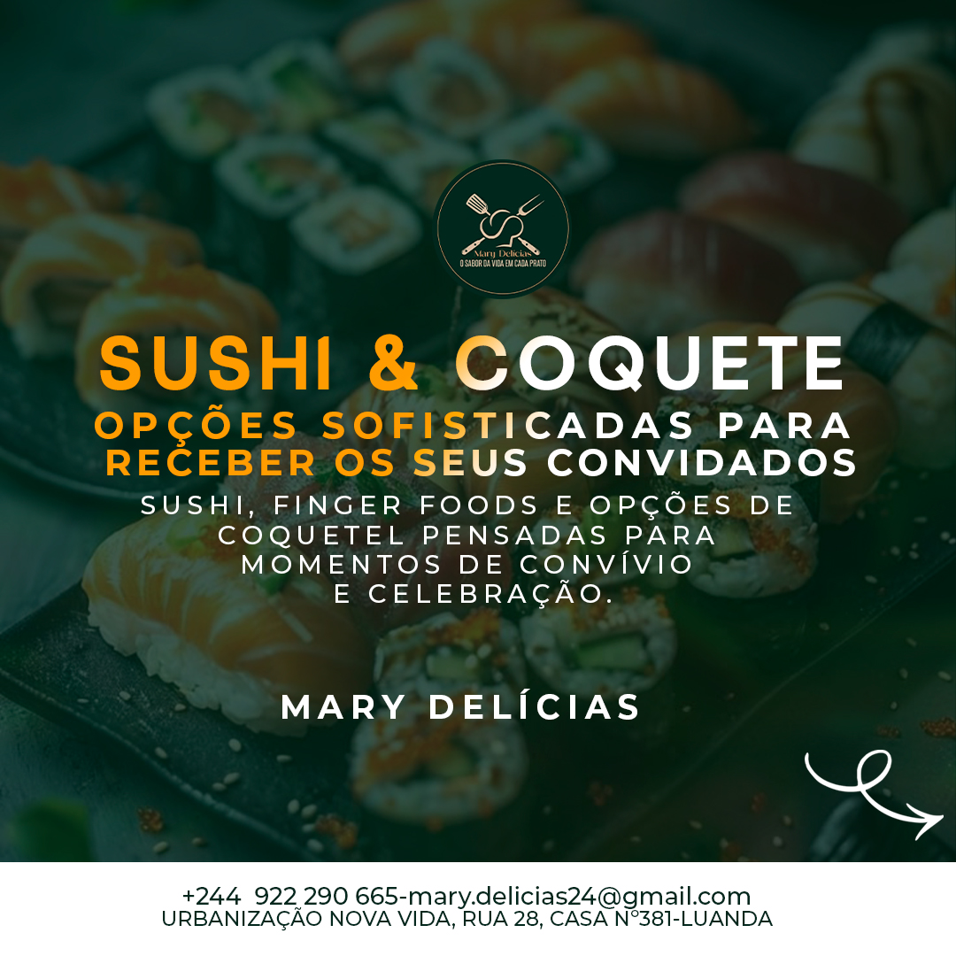Sushi e coquetel — opções para receber os seus convidados
